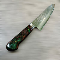 Custom Tsunehisa VG10 Damascus Hammered Western Gyuto 240 - Double dyed big leaf maple burl