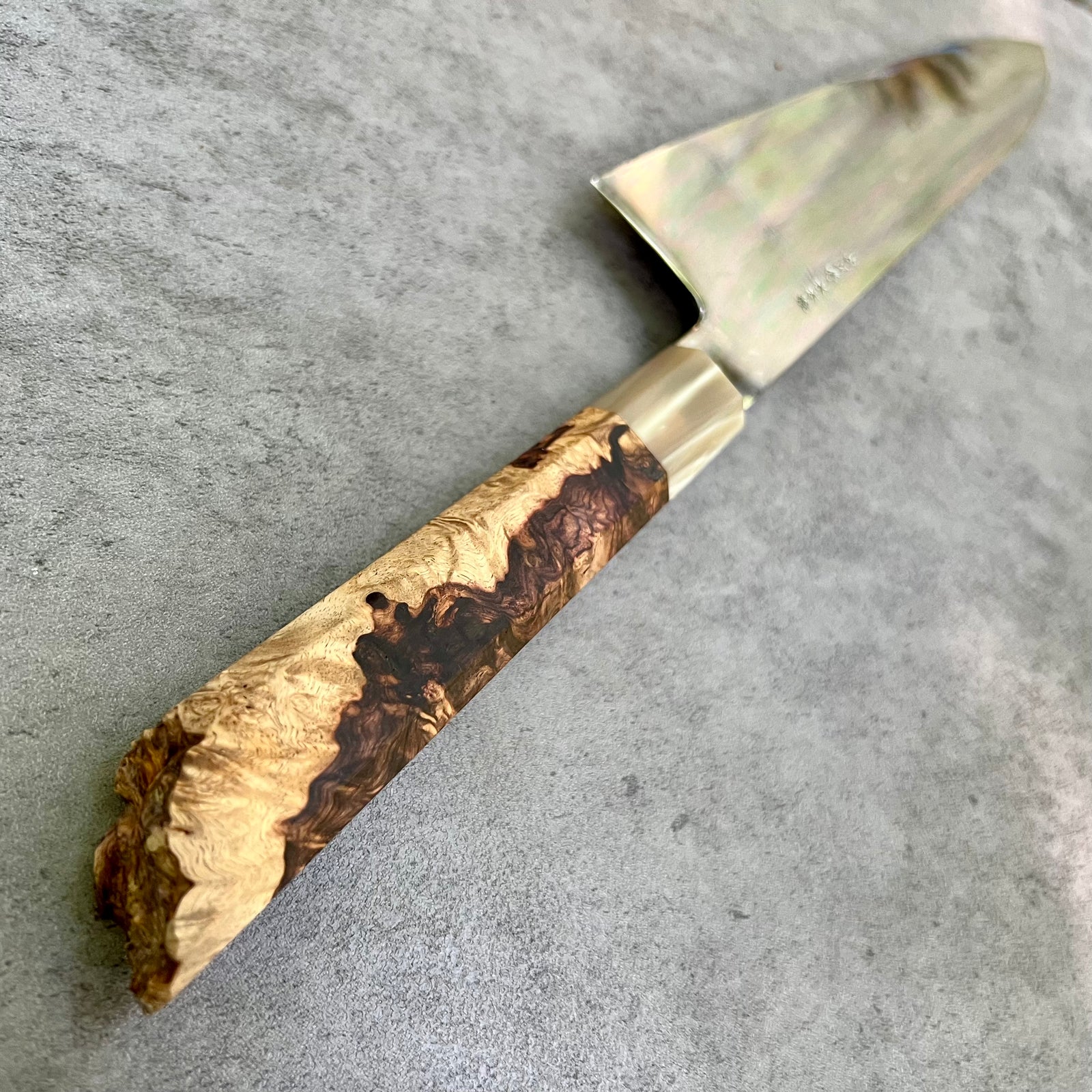 Custom Nakagawa Mizu W2 Honyaki 255 - Honduran Rosewood Burl Live