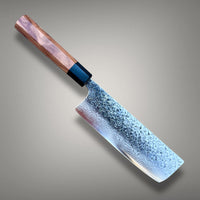 Yoshimi Kato VG-10 Hammered Damascus Nakiri 170mm  - Honduran Rosewood and black pakka