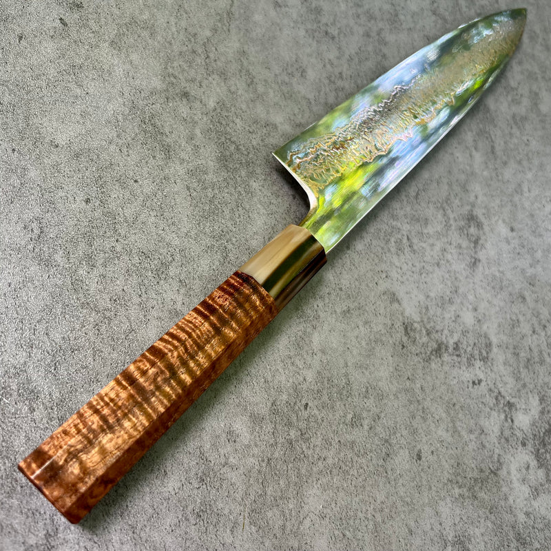 Custom Hatsukokoro Yorokobi SLD Copper Suminagashi Gyuto 210mm - Beautiful Koa and marbled horn