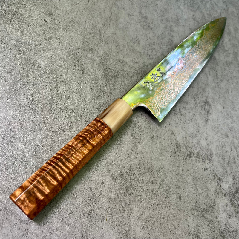 Custom Hatsukokoro Yorokobi SLD Copper Suminagashi Gyuto 210mm - Beautiful Koa and marbled horn