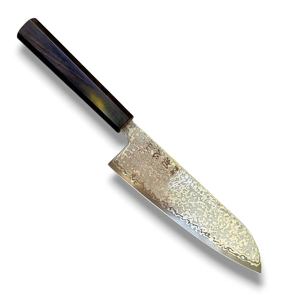Hatsukokoro Hikari SLD Damascus Santoku 170 mm - Ebony