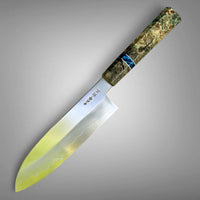 Custom Nakagawa Satoshi Ginsan 3 Santoku 180 mm - Dyed Box Elder Burl