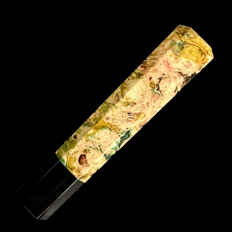 Custom Japanese Knife handle (wa handle)  for 165-210mm : Box elder burl and buffalo horn