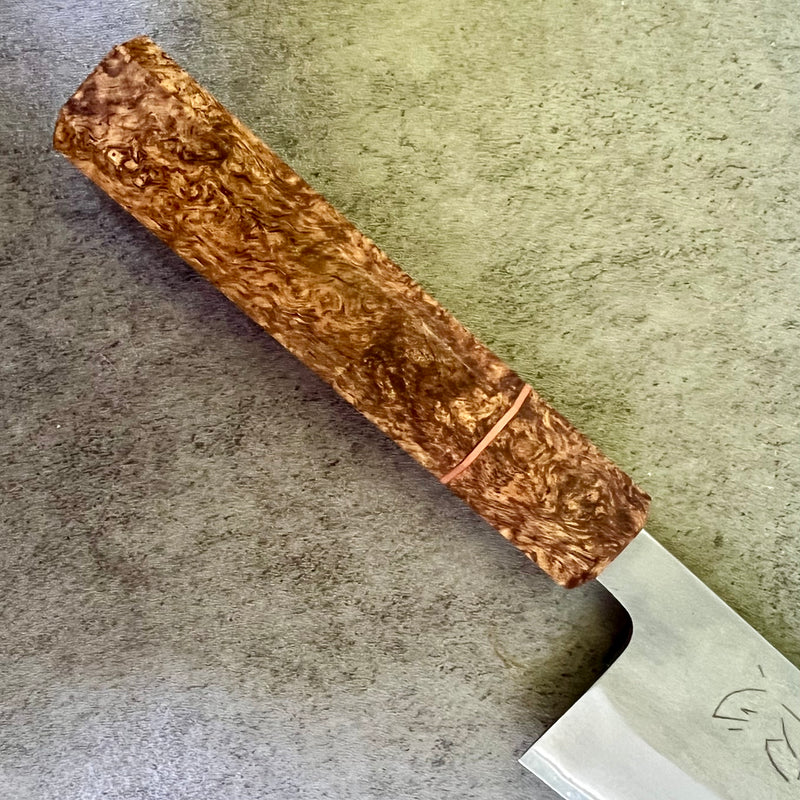 Custom Yoshikane Stainless-clad Shirogami 2 Nashiji Bunka : Spalted mango burl