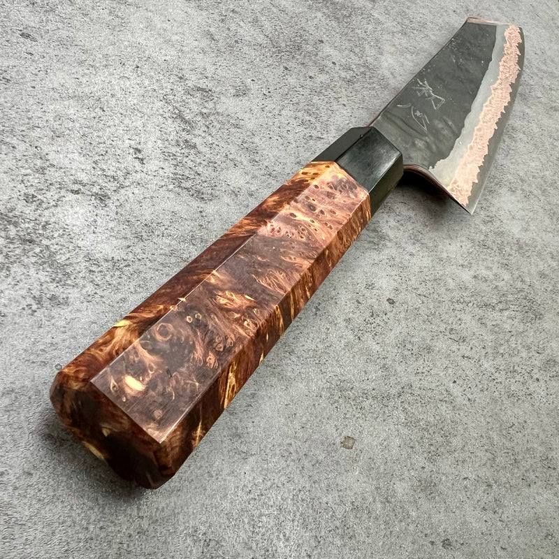 Custom Hatsukokoro Yorokobi kurouchi SLD Copper Gyuto 210mm - Canadian yellow cedar burl