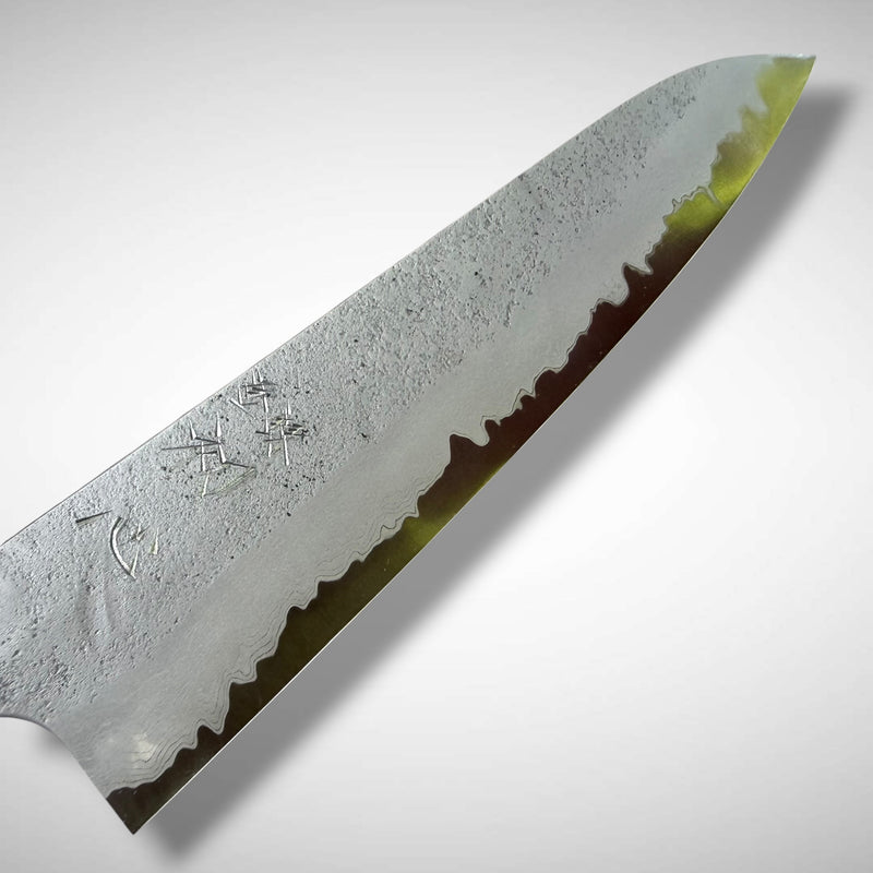 Custom Hatsukokoro Nigara Ryusui in B2 Damascus Tsuchime Gyuto 240