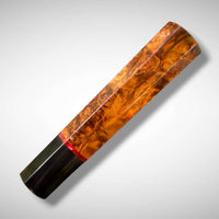 Custom Japanese Knife handle (wa handle)  for 165-210 mm: Double dyed maple burl and buffalo horn with vintage poker chip