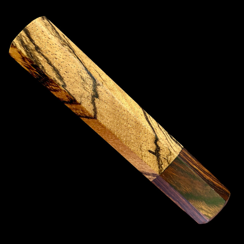 Custom Japanese Knife handle (wa handle)  for 210mm: Zebrawood and desert ironwood