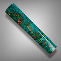 Custom Japanese Knife handle (wa handle)  for 165-210 mm: Teal Dyed Karelian Birch and Vintage Poker Chip
