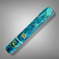 Custom Japanese Knife handle (wa handle)  for 165-210 mm: Dyed box elder burl and vintage poker chip