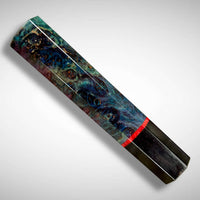 Japanese Knife handle (wa handle)  for 165-225 mm :  Double dyed maple burl, vintage poker chip and buffalo horn