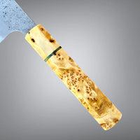 Custom Hatsukokoro Nigara Ryusui B2 Damascus  Tsuchime Gyuto 240 mm - Canadian yellow cedar burl