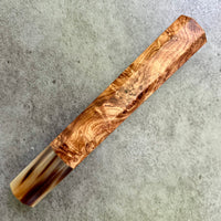 Custom Japanese Knife handle (wa handle)  for 240mm - Honduran Rosewood Burl and Marbled horn