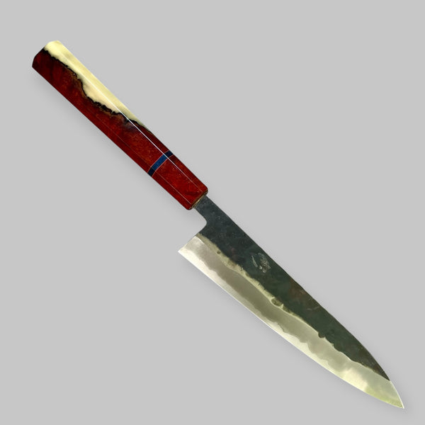 Custom Sugi Fujiwara W1 150mm petty - Bloodwood burl hybrid