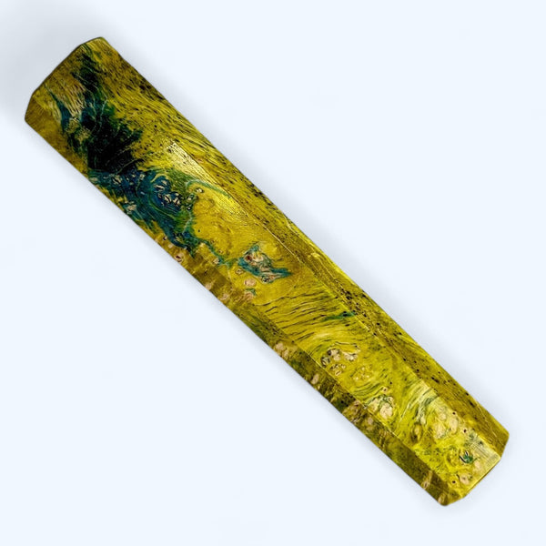 Custom Japanese Knife handle (wa handle)  for 165-210 - Dyed yellow green burl