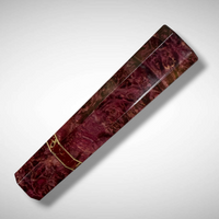 Custom Japanese Knife handle (wa handle)  for 240mm :  Double dyed (Red/Mauve) box elder burl and tru-stone