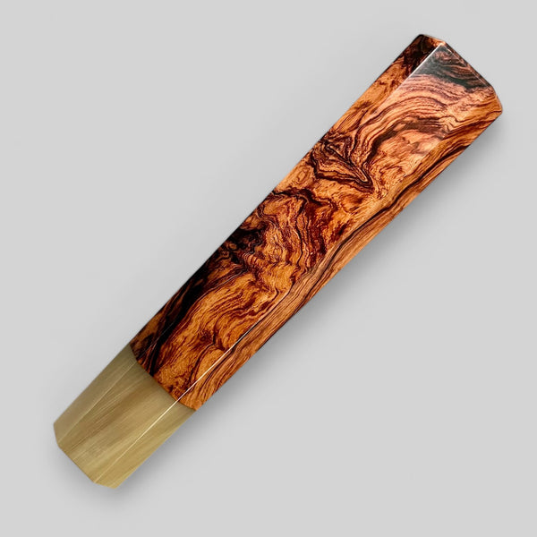 Custom Japanese Knife handle (wa handle)  for 240 mm -  CITES Cocobolo burl and Blonde horn