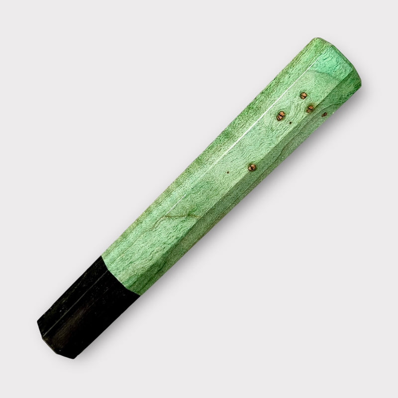 Custom Japanese Knife handle (wa handle)  for 165-210 mm  :  Green dyed curly maple and horn