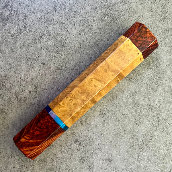 Custom Japanese Knife handle (wa handle)  for 165-210mm :  Cheese wood burl and cocobolo