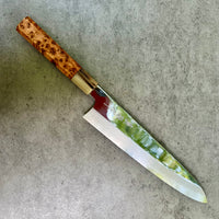 Custom Tadokoro Nakagawa Aogami B1 Damascus Gyuto 240 mm Mirror Finish - Thuya burl and marbled horn