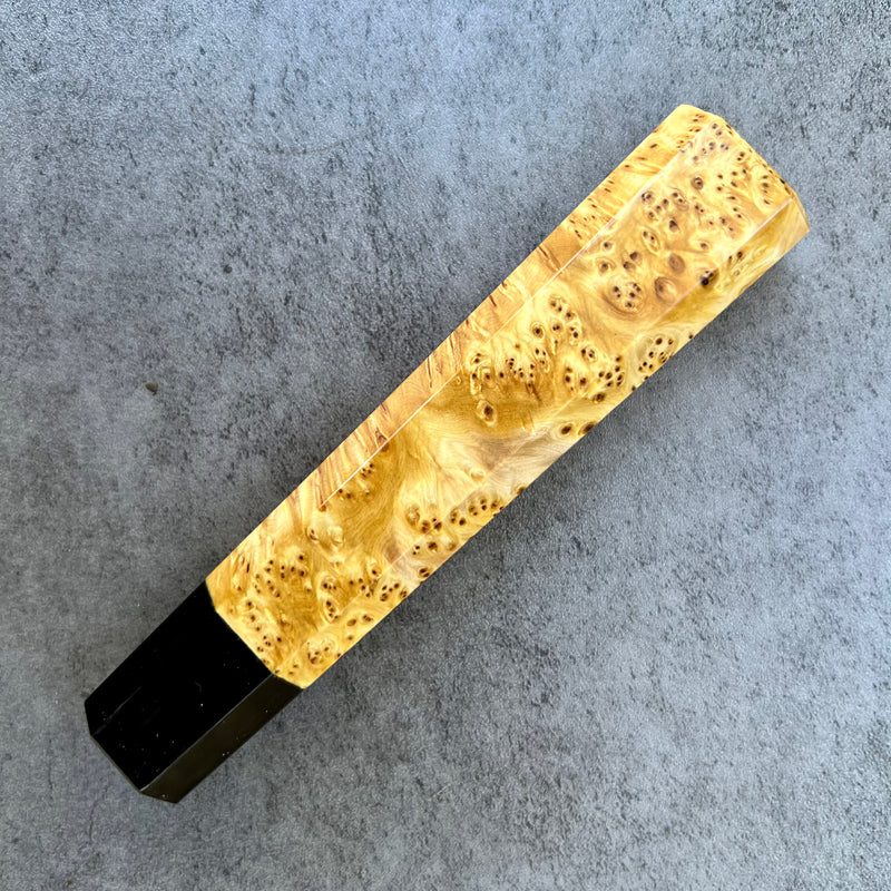 Custom Japanese Knife handle (wa handle)  for 240mm - Yellow Cedar Burl and horn