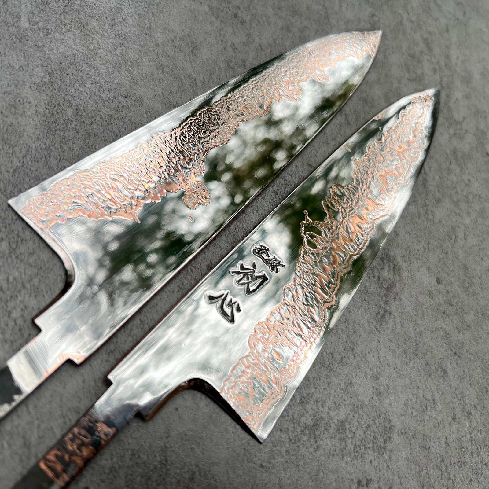 Hatsukokoro Yorokobi SLD Copper Suminagashi Gyuto 210mm - Blade