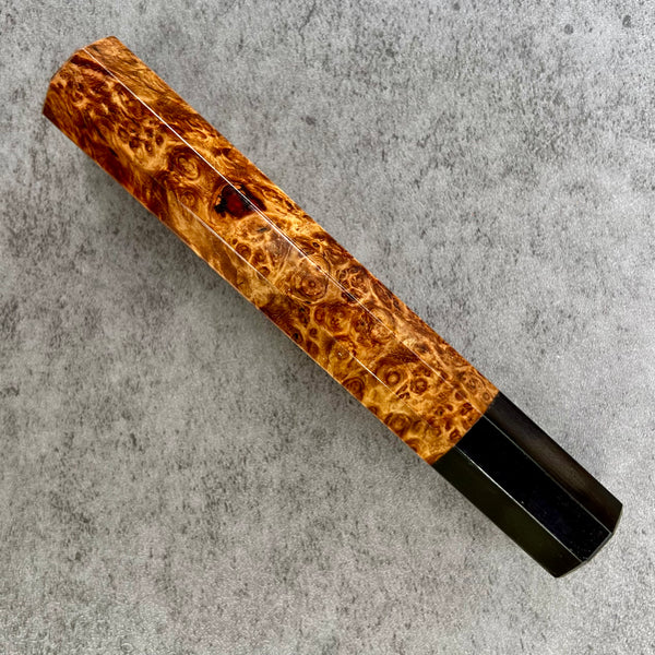 Custom Japanese Knife handle (wa handle)  for 210mm -  Amboyna burl and horn