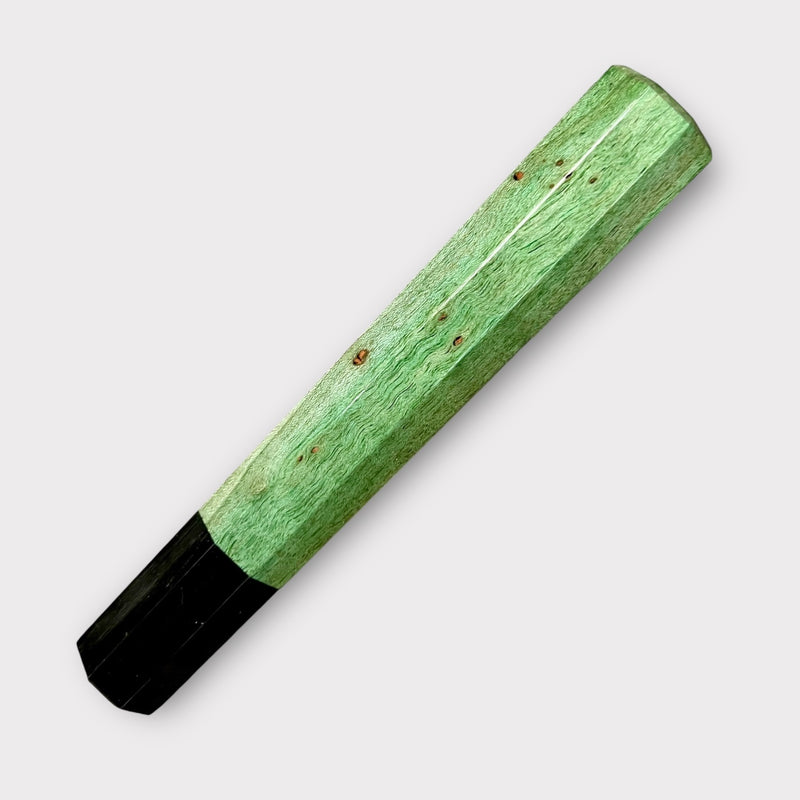 Custom Japanese Knife handle (wa handle)  for 165-210 mm  :  Green dyed curly maple and horn