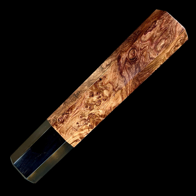 Custom Japanese Knife handle (wa handle)  for 165-210mm -   Two tone Honduran rosewood burl and horn