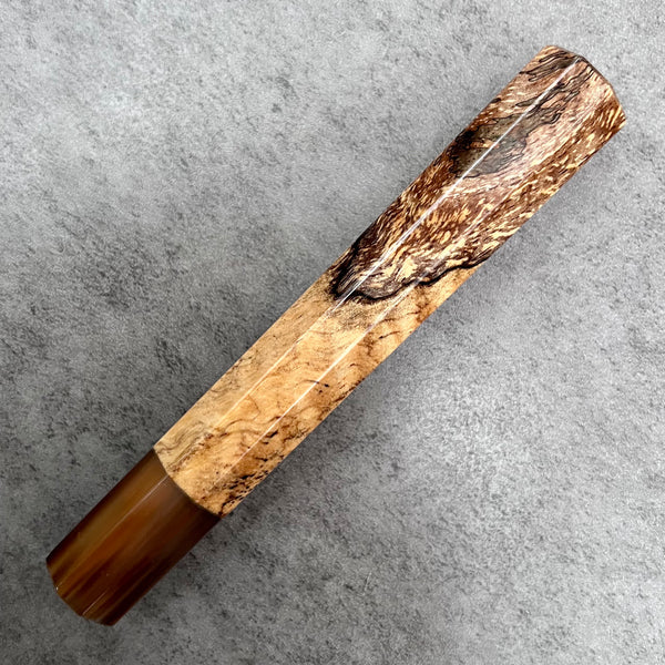 Custom Japanese Knife handle (wa handle)  for 240mm - Spalted tamarind and marbled horn