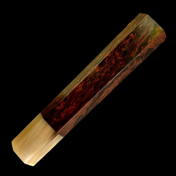 Custom Japanese Knife handle (wa handle)  for 165-210mm :  Birdseye Desert ironwood and marbled horn