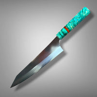 Custom Yu Kurosaki Gekko VG XEOS Gyuto 210mm  - Dyed Box Elder Burl