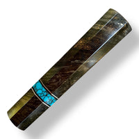 Custom Japanese Knife handle (wa handle)  for 165-210 mm: Black dyed maple burl and Turquoise