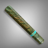 Japanese Knife handle (wa handle)  for 240-260 mm : Black ash burl and turquoise