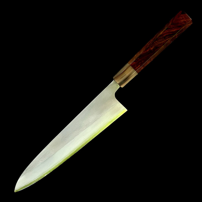 Custom Yoshikane Shiro 2 Nashiji Gyuto 240mm -  Desert Ironwood and marbled horn