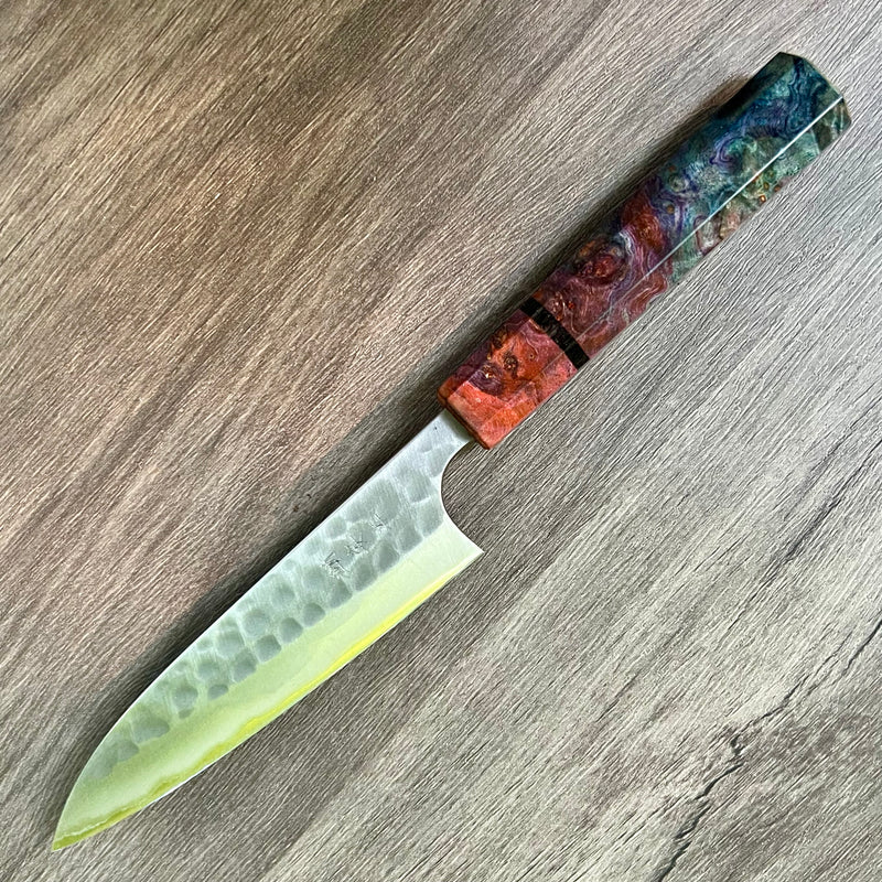 Custom Anryu B2 hammered 120 mm Petty - Dyed maple burl