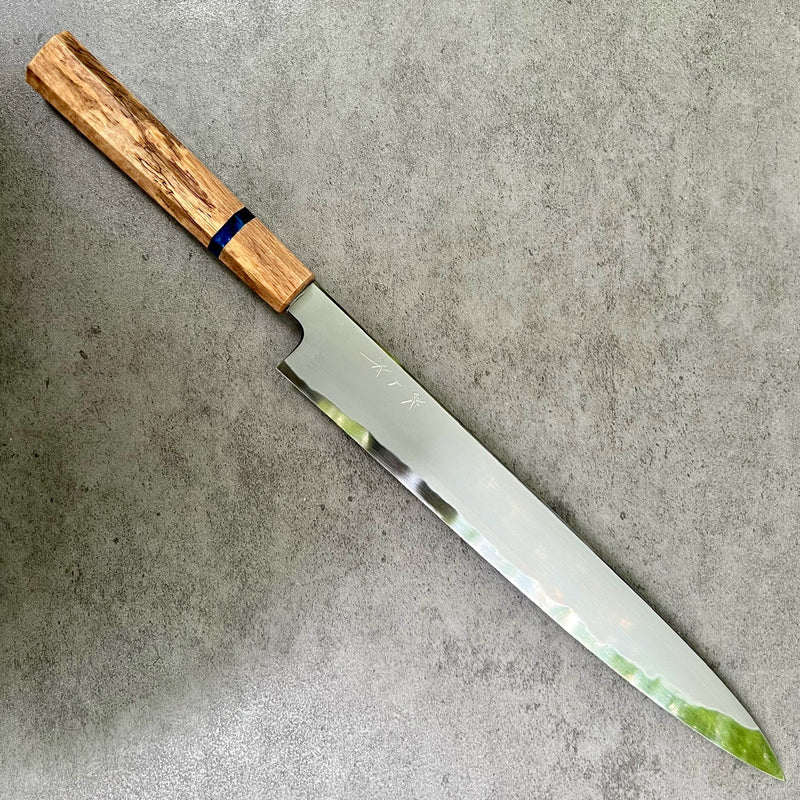 Custom Tetsujin Kasumi Blue #2 Sujihiki 270 mm - Spalted Mango