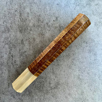 Custom Japanese Knife handle (wa handle)  for 165-210mm - Chocolate Koa with tight curl and blonde horn