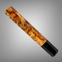 Custom Japanese Knife handle (wa handle)  for 165-210 mm: Golden red Amboyna burl and buffalo horn