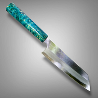 Custom Tadokoro x Tanaka Aogami Super Kiritsuke 180mm : Hon Kasumi - Dyed box elder burl