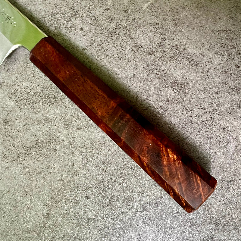 Custom Tadokoro Tanaka Signed Aogami Super Petty 150mm Hon Kasumi Finish - Honduran Rosewood burl