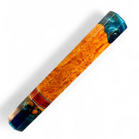 Japanese Knife handle (wa handle)  for 240-260 mm :  Orange dyed box elder burl and blue hybrid