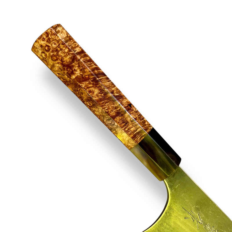 Custom Sugi Tadokoro Nakagawa W2 Tank 180mm - Amboyna burl and marbled horn