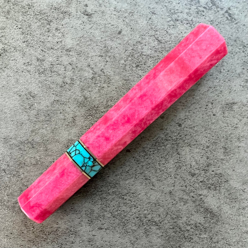 Custom Japanese Knife handle (wa handle)  for 165-210mm : Pink and turquoise
