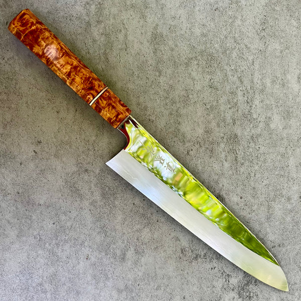 Custom Tadokoro Nakagawa Mirror Polish Ginsan 3 Gyuto 260 (250 edge) - Amboyna burl