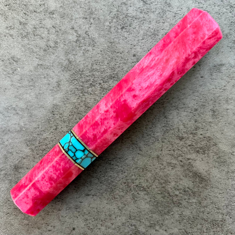 Custom Japanese Knife handle (wa handle)  for 165-210mm : Pink and turquoise