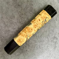 Custom Japanese Knife handle (wa handle)  for 240mm :  Black dyed Canadian Yellow Cedar burl