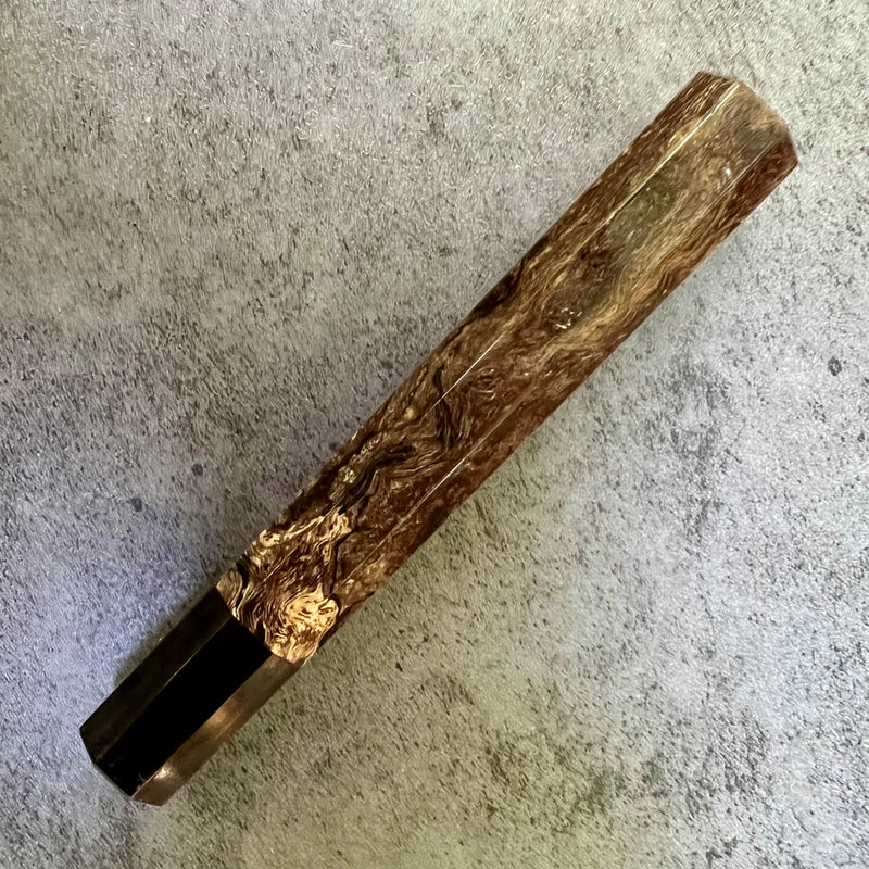 Custom Japanese Knife handle (wa handle)  for 240mm -  Spalted Oak Burl and horn