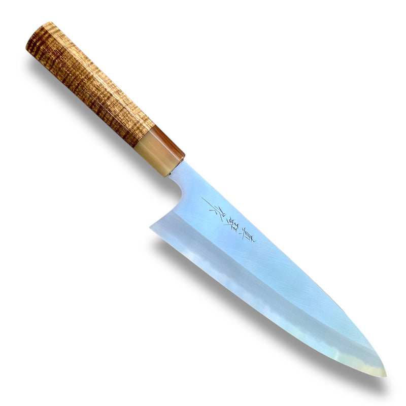 Custom Sugi Tadokoro x Yoshikazu Tanaka W1 Gyuto Tall 240 mm Hon Kasumi Finish - Koa and marbled horn